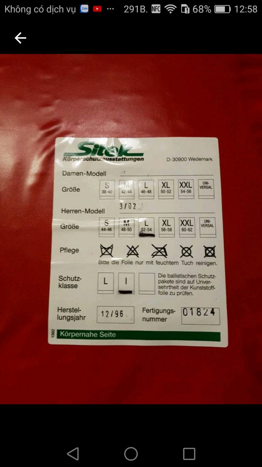 Áo giáo tự vệ | Áo giáp chống đạn quân dụng cấp độ 2A hãng SiTeck- Đức Áo giáp chống đạn quân dụng cấp độ 2A hãng SiTeck- Đức - Ảnh 5