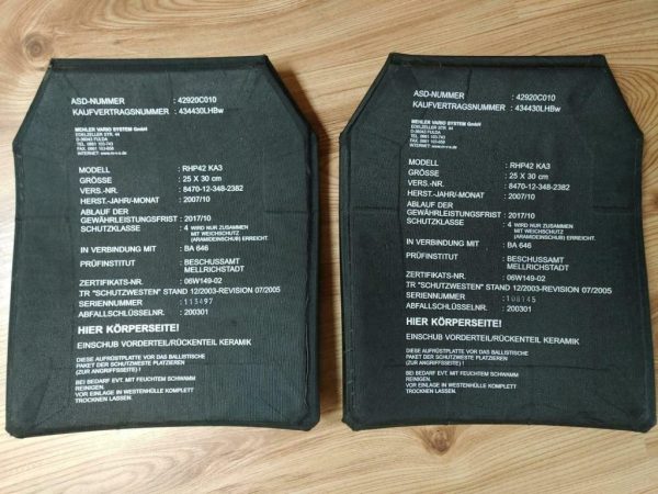 Level 4 bulletproof armor plate from Mehler - Germany